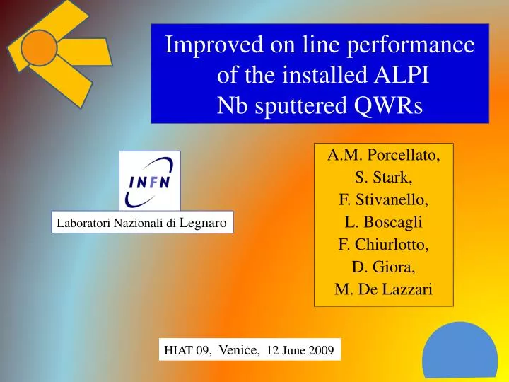 improved on line performance of the installed alpi nb sputtered qwrs