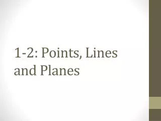 1-2: Points, Lines and Planes