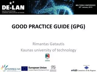 GOOD PRACTICE GUIDE (GPG)