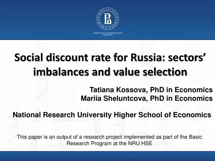 social discount rate for russia sectors imbalances and value selection