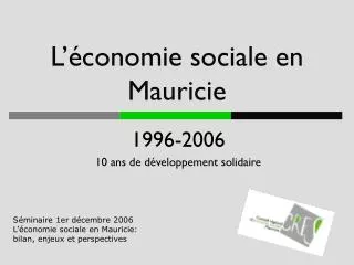 L’économie sociale en Mauricie