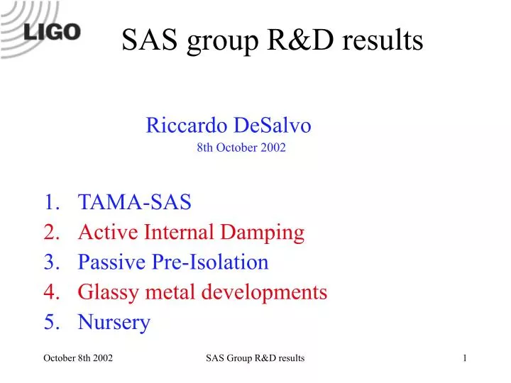 sas group r d results