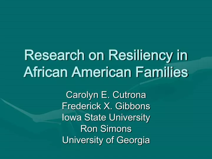 research on resiliency in african american families