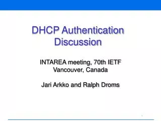 DHCP Authentication Discussion