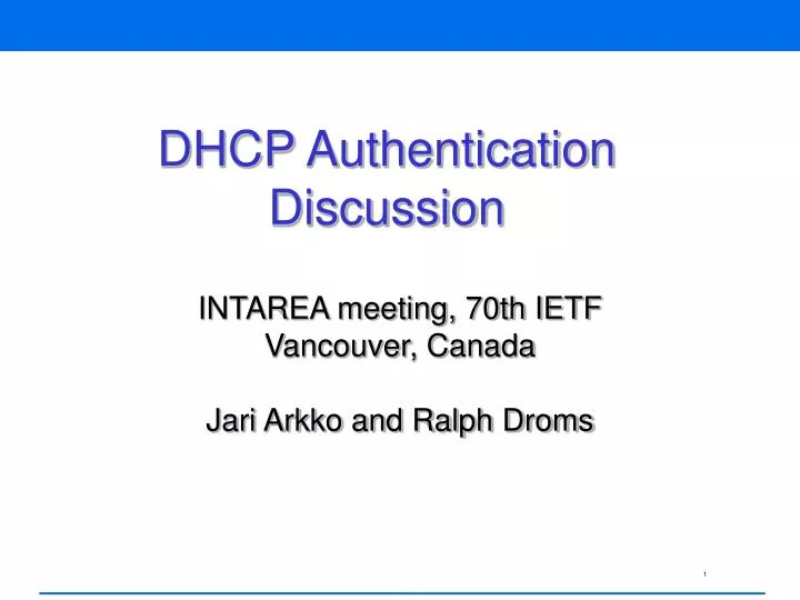 dhcp authentication discussion
