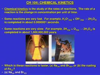 CH 104: CHEMICAL KINETICS