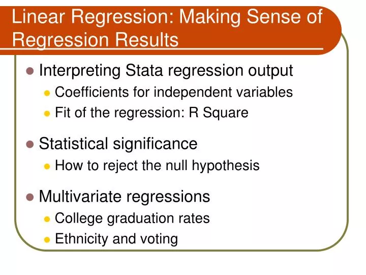 linear regression making sense of regression results