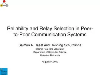 Reliability and Relay Selection in Peer-to-Peer Communication Systems