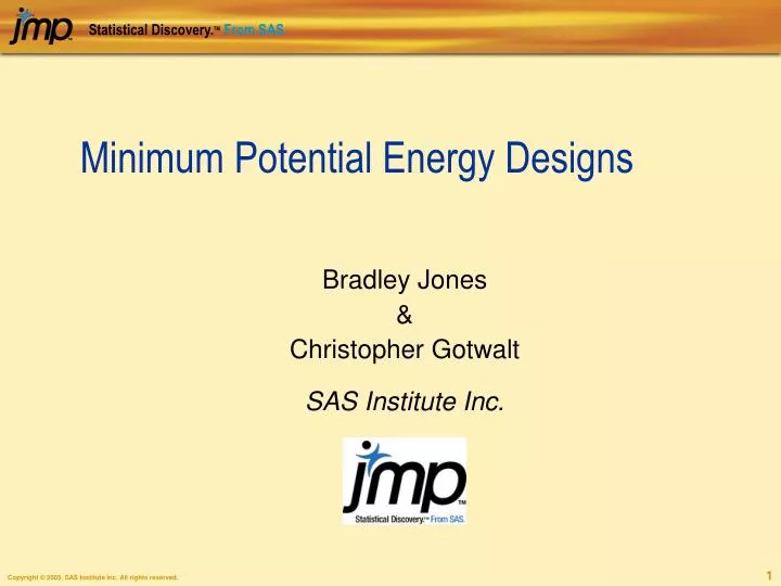 minimum potential energy designs