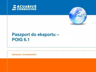 Paszport do eksportu – POIG 6.1