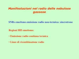 Manifestazioni nel radio delle nebulose gassose