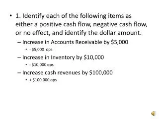 More Cash Flow….. Increase cash expenses by $60,000 -$60,000 ops