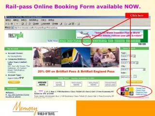 Rail-pass Online Booking Form available NOW.