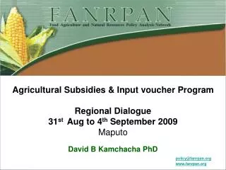 Agricultural Subsidies &amp; Input voucher Program Regional Dialogue