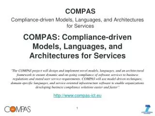 COMPAS: Compliance-driven Models, Languages, and Architectures for Services