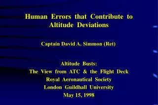 Human Errors that Contribute to Altitude Deviations