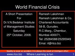 World Financial Crisis