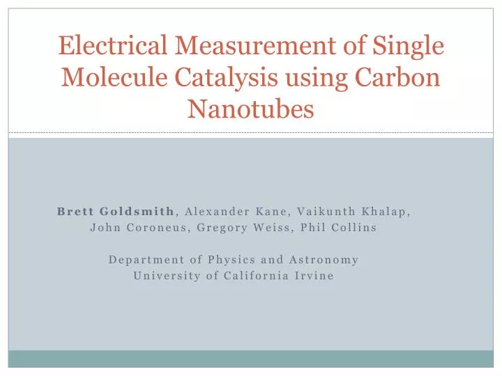 electrical measurement of single molecule catalysis using carbon nanotubes