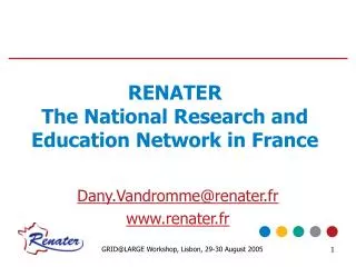 RENATER The National Research and Education Network in France