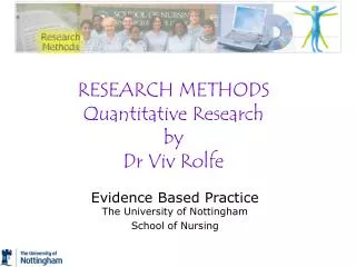 RESEARCH METHODS Quantitative Research by Dr Viv Rolfe