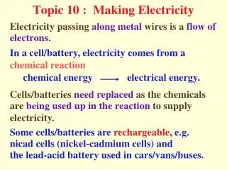 Topic 10 : Making Electricity