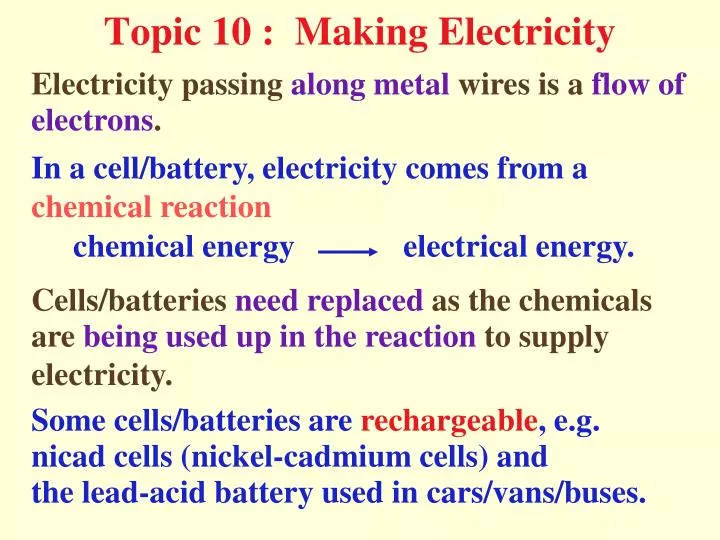 topic 10 making electricity