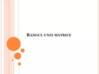 Rangul unei matrice