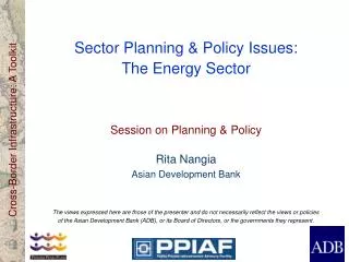 Sector Planning &amp; Policy Issues: The Energy Sector