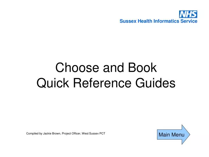 choose and book quick reference guides