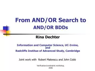 From AND/OR Search to AND/OR BDDs
