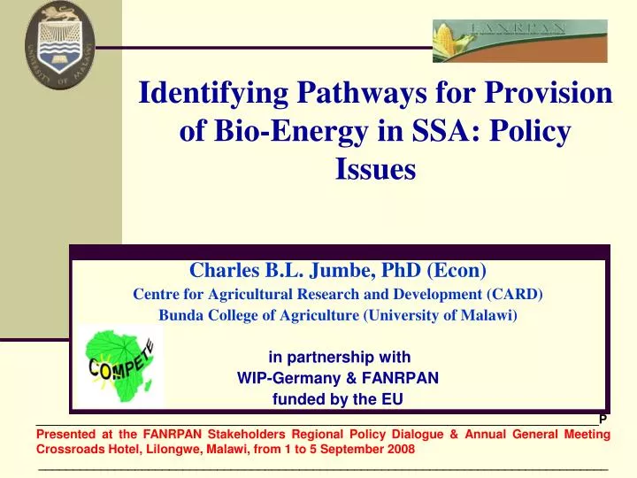 identifying pathways for provision of bio energy in ssa policy issues