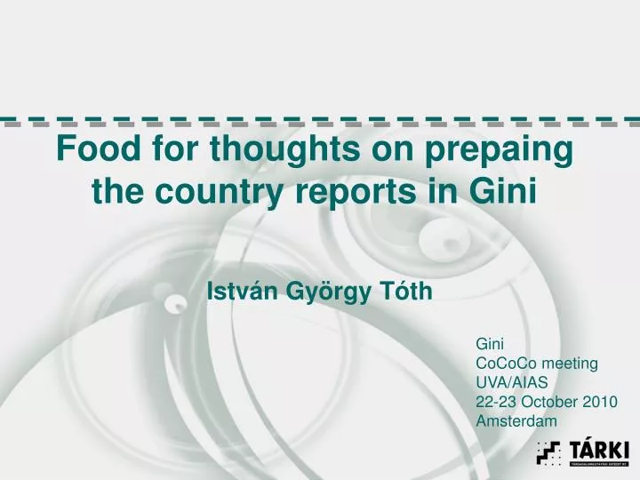 food for thoughts on prepaing the country reports in gini