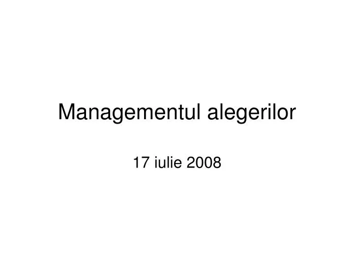 managementul alegerilor