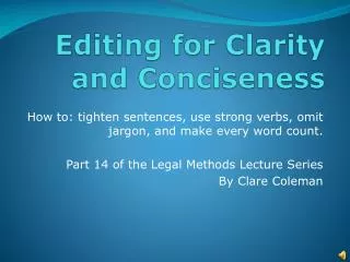 Editing for Clarity and Conciseness