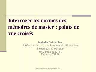 Interroger les normes des mémoires de master : points de vue croisés