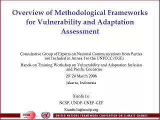 Overview of Methodological Frameworks for Vulnerability and Adaptation Assessment