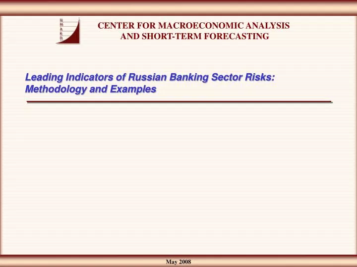 leading indicators of russian banking sector risks methodology and examples