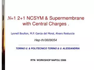 N =1 2+1 NCSYM &amp; Supermembrane with Central Charges .