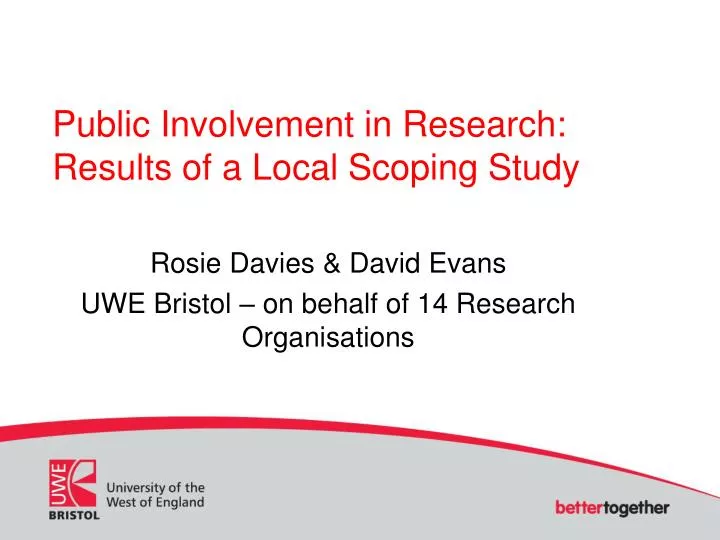 public involvement in research results of a local scoping study