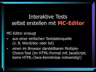Interaktive Tests selbst erstellen mit MC-Editor