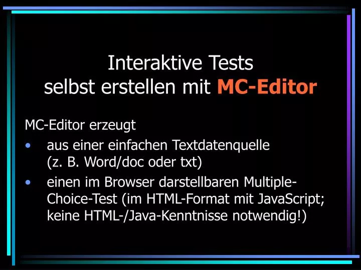 interaktive tests selbst erstellen mit mc editor