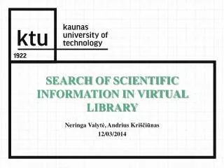 Search of scientific information in virtual library