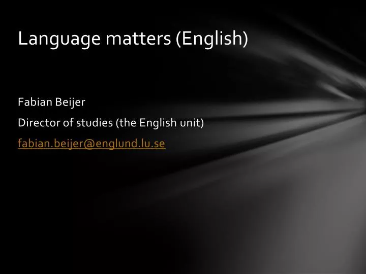 language matters english