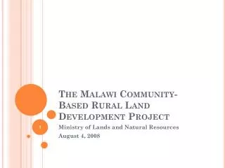 The Malawi Community-Based Rural Land Development Project