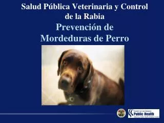 Salud P ú blica Veterinaria y Control de la Rabia Prevención de Mordeduras de Perro