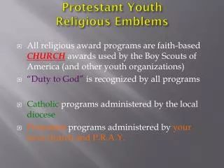 Protestant Youth Religious Emblems