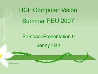 UCF Computer Vision Summer REU 2007