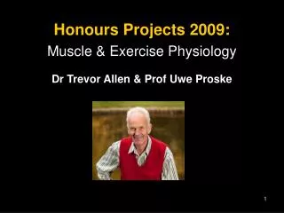 Honours Projects 2009: Muscle &amp; Exercise Physiology