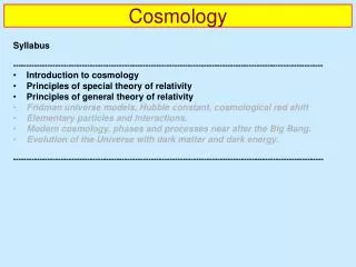 Cosmology