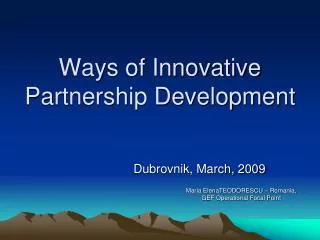 Ways of Innovative Partnership Development